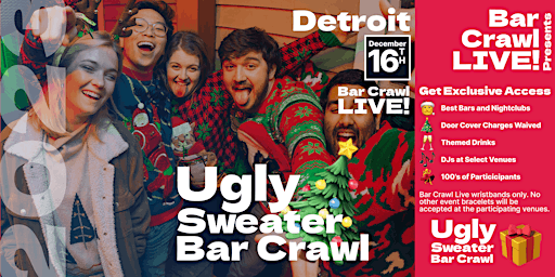 Imagen principal de 2023 Official Ugly Sweater Bar Crawl Detroit's Christmas Pub Crawl