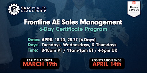 SaaSy Sales Management - Frontline AE Manager Live Virtual April 2023