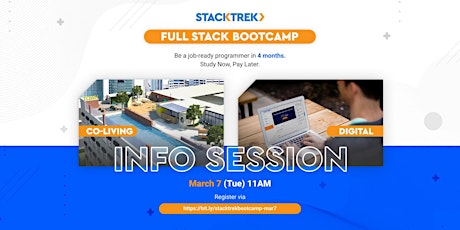 Imagem principal do evento StackTrek Full Stack Bootcamp Info Session (March 7