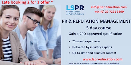 2for1 offer 5 day - PR & Reputation Management Diploma primary image
