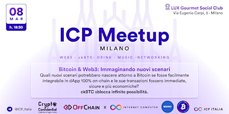 Primaire afbeelding van ICP x OffChain Milan: Bitcoin & Web3 - Immaginando nuovi scenari