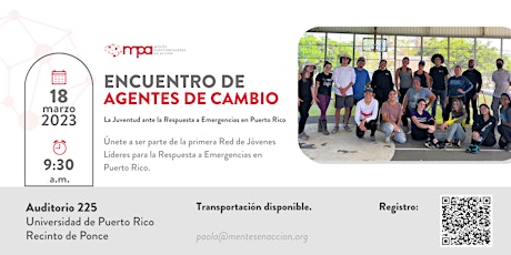 Primaire afbeelding van Encuentro de Agentes de Cambio: La Juventud ante la Respuesta a Emergencias