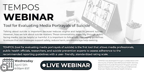 TEMPOS Webinar - How to safely report on suicide