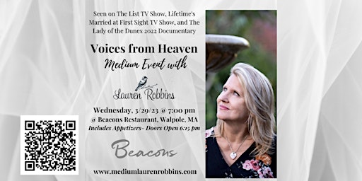 3/29/23 - Walpole, MA- Voices from Heaven Medium Event with Lauren Robbins