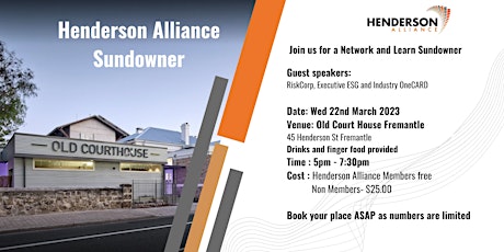 Henderson Alliance Sundowner - Network and Learn primary image