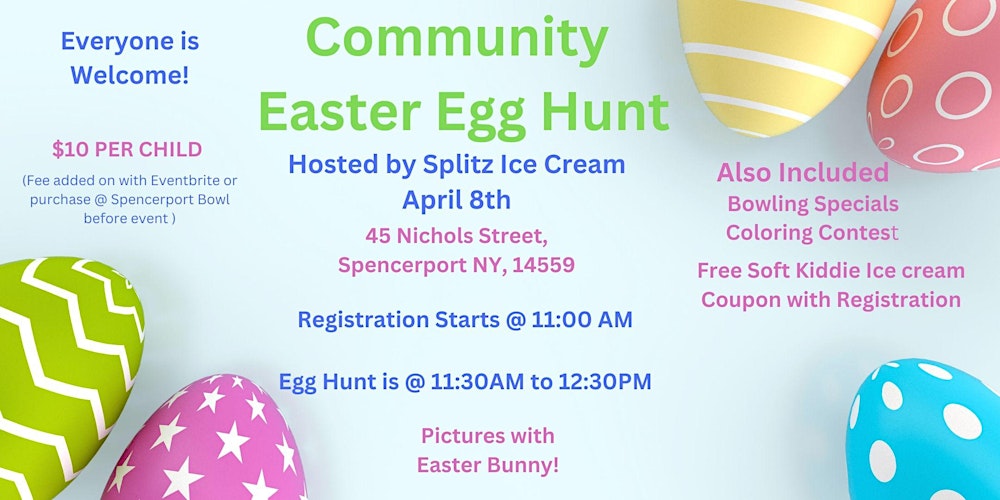 SPLITZ ICECREAM Community Easter Egg Hunt APRIL 8TH