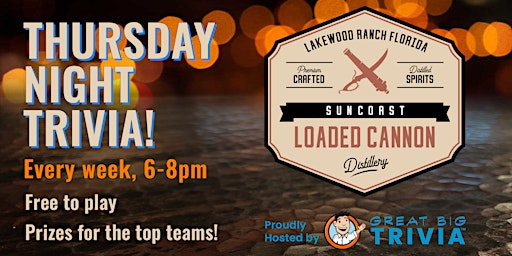 Imagem principal do evento Trivia @ Loaded Cannon Distillery | Free to Play | Top Teams Win Prizes