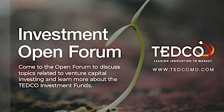 Image principale de TEDCO Investment Open Forum (October 2023)