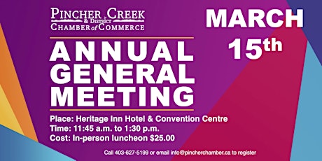 Pincher Creek & District Chamber of Commerce AGM primary image