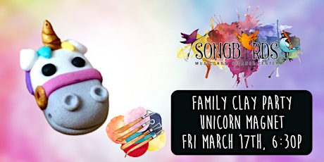 Family Clay Party at Songbirds- Unicorn Magnet (ages 7+)