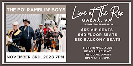The Po' Ramblin' Boys Live at The Rex Theater in Galax, VA