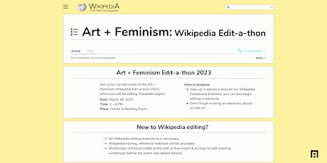 Centre A - Art + Feminism Wikipedia Edit-a-thon 2023 primary image