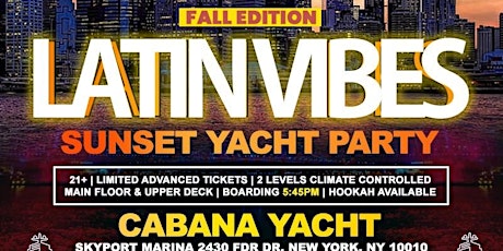 Latinos Vibes NYC Cabana Yacht Party Cruise Skyport Marina 2023