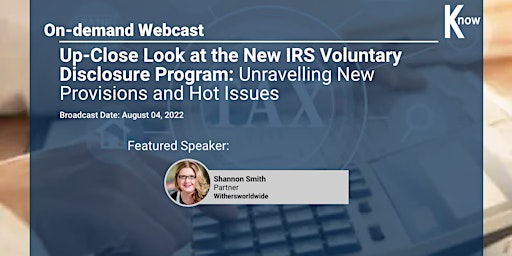 Imagen principal de Recorded Webcast: Up-Close Look at the New IRS Voluntary Disclosure Program