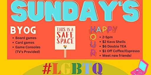 Imagen principal de GAyME DAY Sunday @ The Cosmic Fish Kava Bar! LGBTQ
