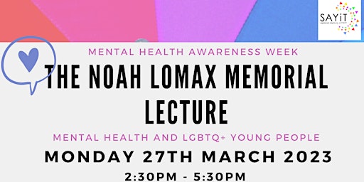 The SAYiT Noah Lomax Memorial Lecture *Rescheduled Date*