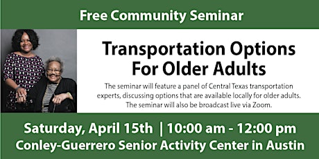 "Transportation Options for Older Adults" Community Seminar primary image