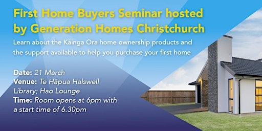 FIRST HOME Buyers Seminar & Kāinga Ora home ownership products