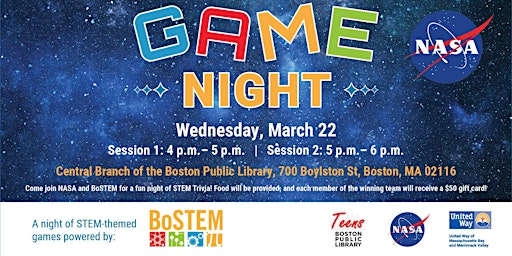 STEM Game Night with Boston Public Library Teens, ft. NASA