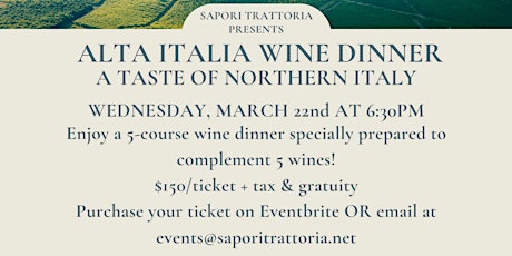 Sapori Presents Alta Italia Wine Dinner