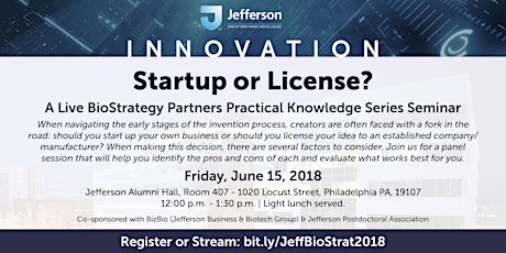 Startup or License? BioStrategy Partners Practical Knowledge Series Seminar primary image