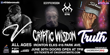  Cryptic Wisdom live @ Elks "Grande Music Hall" Ironton OH. ALL AGE EVENT!!! primary image