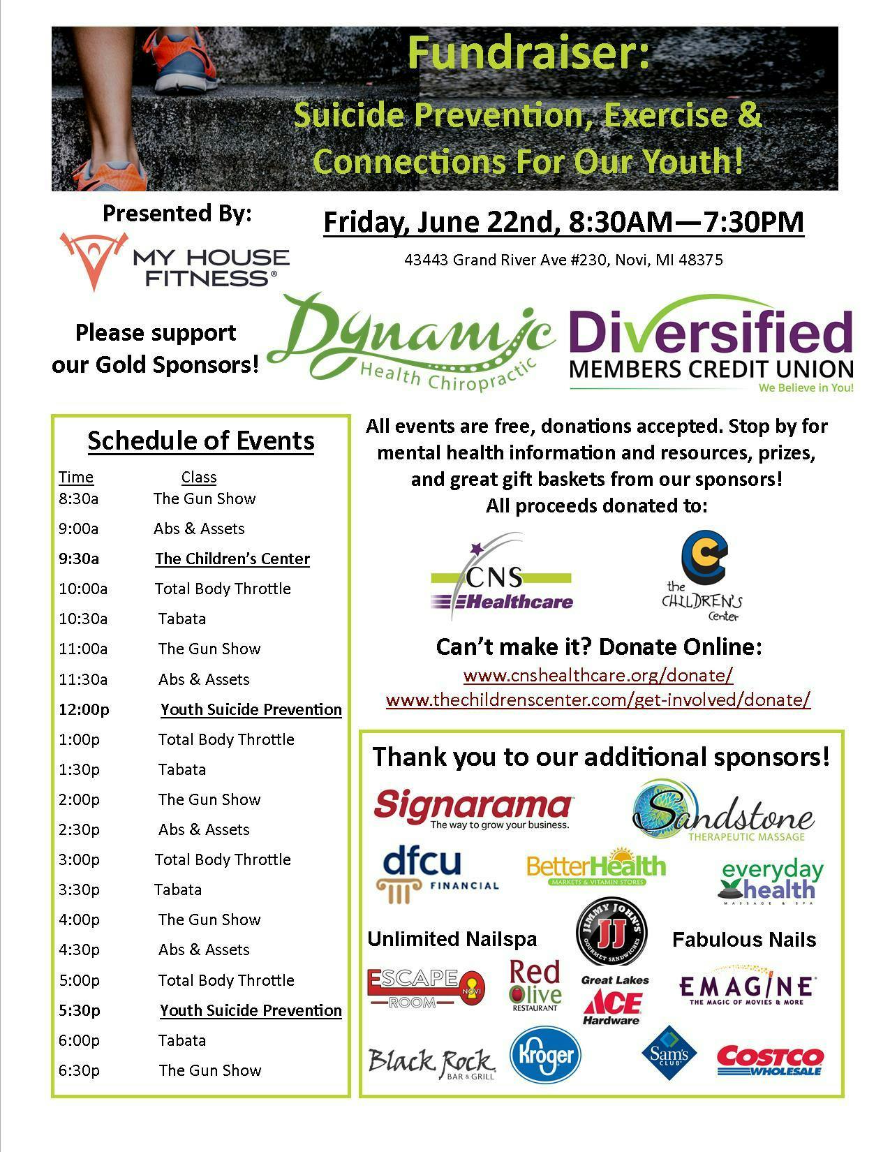 Fundraiser: Suicide Prevention, Exercise & Connections for our Youth!