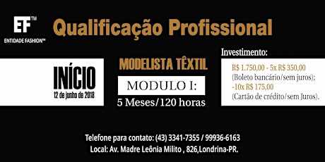 Imagem principal do evento QUALIFICAÇÃO PROFISSIONAL MODELISTA TÊXTIL