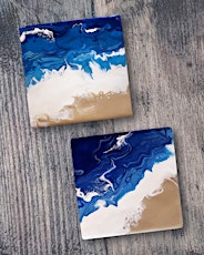 Ocean Pour Coasters Paint and Sip