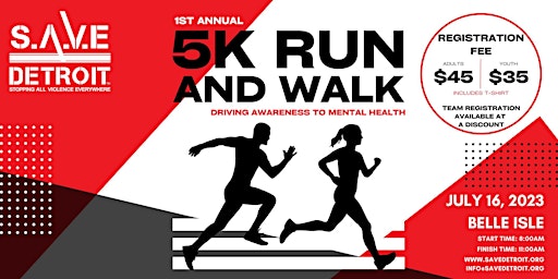 S.A.V.E. Detroit 1st Annual  5K Run/Walk - Mental Health Awareness primary image