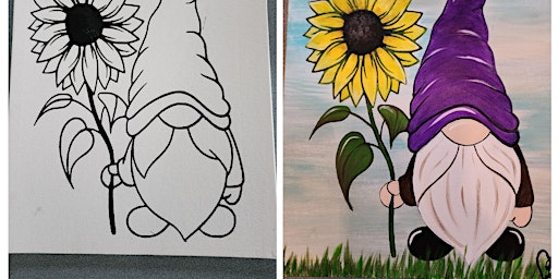 Sunflower Smiles Gnome- PREDRAWN DESIGN-Springfield