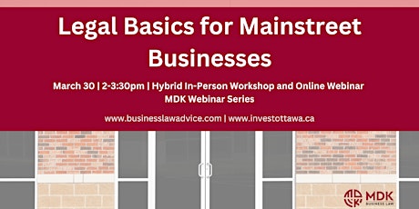Legal Basics for Mainstreet Businesses (Virtual)