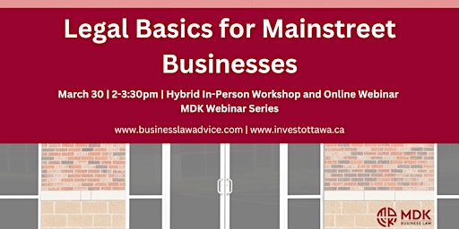 Legal Basics for Mainstreet Businesses (In Person)