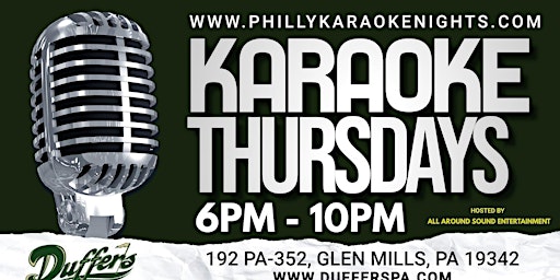 Imagem principal do evento Thursday Karaoke at Duffers Tavern (Rt 352 Glen Mills - Delaware County PA)