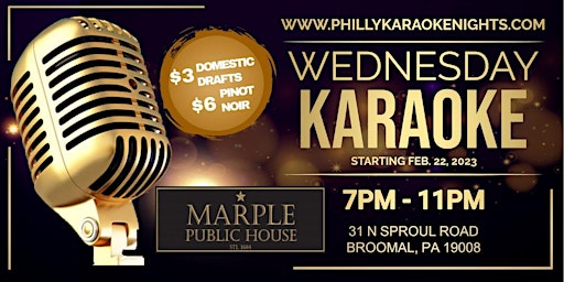 Wednesday Karaoke at Marple Public House (Broomall - Delaware County, PA) primary image