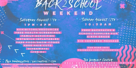 2018 TWC Annual Back to School Weekend primary image