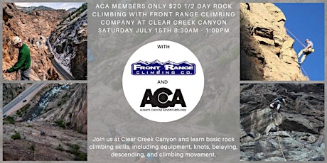 ACA Paid Members $20 - 1/2 Day Rock Climbing Clear Creek Canyon with FRCC
