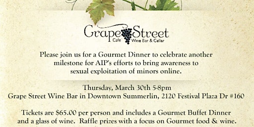 Fundraiser for AIP  - Gourmet Dinner at Grape Street Wine Bar