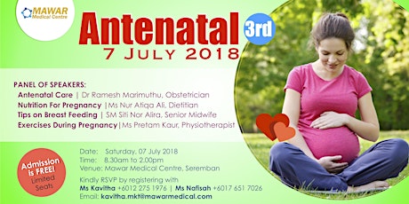 Antenatal Class (3rd) on Sat, 7th July 2018 primary image