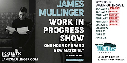 James Mullinger (New Material) at Long Bay Brewery -  Monday 17 April 2023!