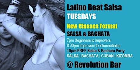 Latino Beat 100% Salsa & Bachata Tuesdays Classes & Party (4 sessions) primary image