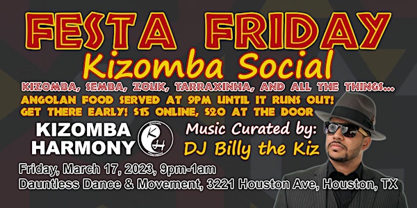 Kizomba Harmony Festa Friday Social March 2023