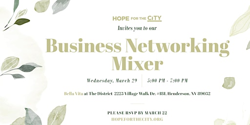 Hope For the City - Business Networking Mixer