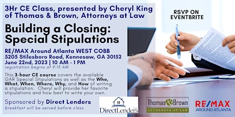 3-Hr CE Class | Building a Closing: Special Stipulations primary image