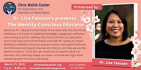 Imagen principal de Dr. Liza Talusan presents: The Identity-Conscious Educator (Virtual)