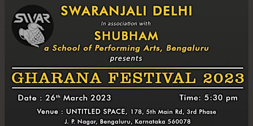 Gharana Festival 2023 Bengaluru by Swaranjali