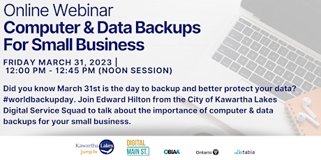 Online Webinar Computer & Data Backups For Small Business (Noon Session)