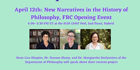 FRC Opening Event: New Narratives in the History of Philosophy