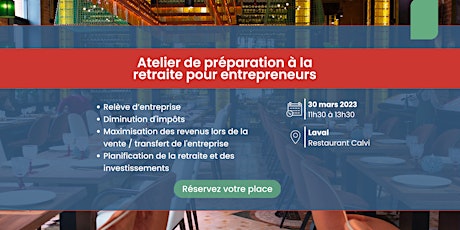 Atelier planification retraite pour Entrepreneurs | Laval