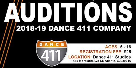 Dance 411 Competition and Performance Company Auditions for 2018-19 Season primary image